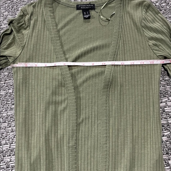 Streetwear Society | Long Olive Green Cardigan - Picture 8 of 9